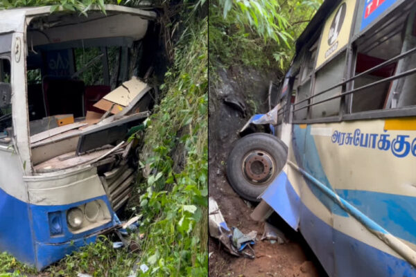 പൂപ്പാറയിൽ തമിഴ്നാട് ബസ് അപകടത്തിൽപ്പെട്ടു; നിരവധി പേർക്ക് പരിക്ക്, മൂന്നുപേരുടെ നില ഗുരുതരം