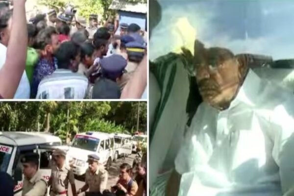 നരഭോജി കടുവ ആക്രമിച്ച് കൊലപ്പെടുത്തിയ രാധയുടെ വീട് സന്ദർശിക്കാനെത്തിയ വനം വകുപ്പ് മന്ത്രി എ.കെ ശശീന്ദ്രനെതിരെ ജനരോഷം
